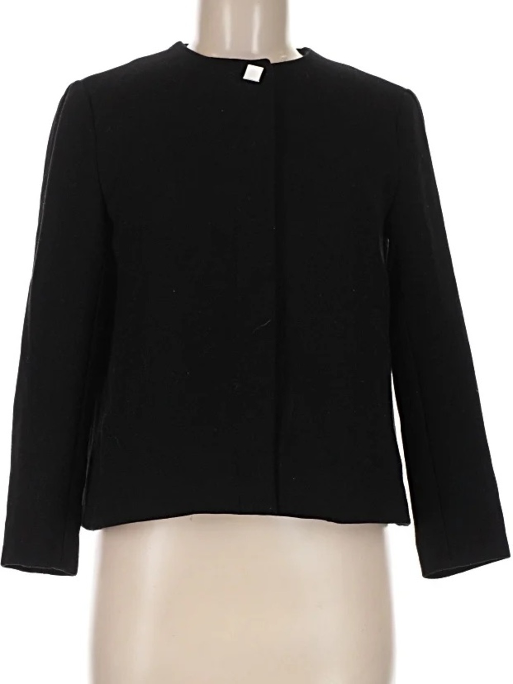 Zara Basic Collarless Cropped Swing Jacket